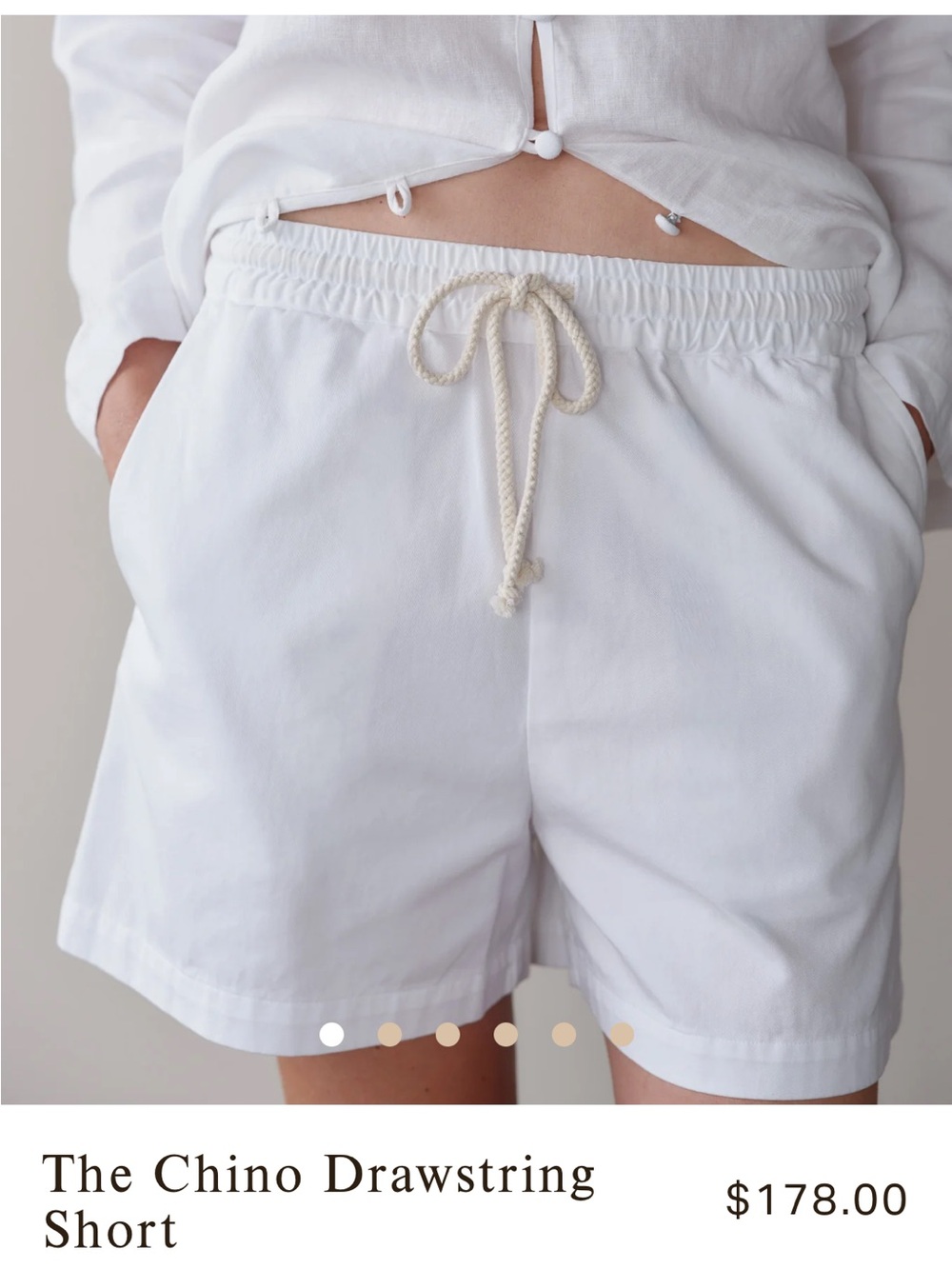 Donni Chino Drawstring Short Powder White Size S Small - Picture 1 of 9